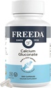 Gluconate de calcium Freeda – supplément de calcium végétalien kasher – Facile à digérer et à absorber – soutient la force osseuse – Calcium pur sans vitamine D – (500 capsules)