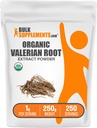 BulkSupplements.com Bio Valerian Extract Powder - Geliefert aus Valerian Root, Kräuterergänzung - Glutenfrei, 1g pro Servierung, 250g (8.8 oz) (Pack von 1)