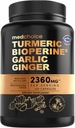 4-in-1-Turm- und Knoblauch-Ergänzungen mit BioPerine – 2360mg Turmeric Ginger Root Capsules mit Knoblauch – High Potency Herbal Blend (120 ct)