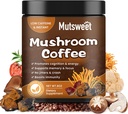 Pilz-Kaffee für Glatte/Latte, Pilz-Pulver-Mischung (57 Portionen) mit Lions Mane, Reishi, Cordyceps, Türkei-Tail, Chaga - Pilz-Ergänzung für Energie, Fokus, Immun- 8 Unze
