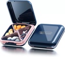 Small Pill Case, Travel Pill Box, Portable Pill Container für Geldbeutel oder Tasche, Tägliche Medizin Organizer wasserdicht 4 Compartment Kompakt Pillenhalter für Vitamine, Ergänzungen, Medikamente