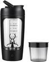 Elektrische Portable Protein Shaker Bottle für glatte Blends | w/FREE PROTEIN POWDER CUP | Premium Bottle Hergestellt aus Tritan – BPA Free | 650 ml | Wiederaufladbare | für GYM & Sports Enthusiast. (Schwarz)
