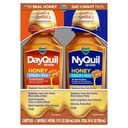 VICKS DayQuil & NyQuil SEVERE Honey Flavor Co-Pack, Cold & Flu Medicine, Relieves Headache, Fever, Sore Throat, Minor Aches & Pains, Nasal Congestion, Sinus Pressure, Stuffy Nose und Cough, 2x12oz