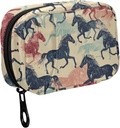 Fustylead Retro Buntes Laufen Pferd Silhouette Pille Organizer für Geldbörse, Wöchentliche tragbare Pille Box mit Reißverschluss zu Lagerung Vitamine Fischöle Medikamente Ergänzungen