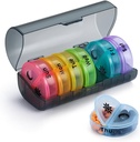 VIGOR PATH 7-Day Pill Organizer mit zwei Komponenten pro Tag, ideal für Pillen/Vitamine/Fish Oil/Supplements Lagerung, BPA-frei und einfach zu reinigen (schwarz - Bunt)