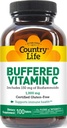 Country Life Gepuffertes Vitamin C 1000mg mit Bioflavonoiden, Calcium, Magnesium, Kalium - Immununterstützung, Vegan Capsules, Glutenfrei, Gentle on Stomach - 100 Tabletten