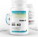 Vitamin D3+K2 mit BioPerine | Third Party Getestet | 5000 IU von D3 für optimale Calciumabsorption | 100 mcg Vitamin K2 | Einfach zu schlucken | Immungesundheitsunterstützung + Tasche