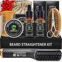 XIKEZAN Bart-Kit für Herren Grooming & Richtset,w/Beard Richter, 2 Pack Öl, Balm, Comb, Scissor, Brush, Geburtstag Valentines Geschenke für Ihn Papa Men Boyfriend Christmas Stocking Stuffers