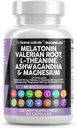 Saubere Nutraceuticals Melatonin 10mg Valerian Root L Theanine 200mg Ashwagandha - Schlafunterstützung für Frauen und Männer mit Magnesium Complex, Zitronenbalm, Kamille, & Passion Flower - 60 Caps