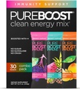 Pureboost Immune Clean Energy Booster, Refreshing Energy Drink Mix and Immunity Supplement mit Elderberry, 1.200 mg Vitamin C, Vitamin A + D und Zink. Zuckerfrei (Combo Pack, 30 Count)