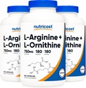Nutricost L-Arginin L-Ornithine 750mg; 180 Kapseln (3 Flaschen)