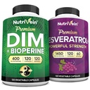 Nutrivein Premium Resveratrol Kapseln und DIM Ergänzung Bundle: High-Absorption Resveratrol Ergänzung und DIM für Erholung, Balance und Vitalität
