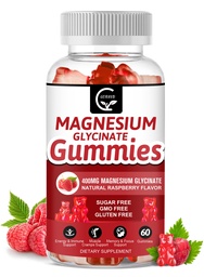 Magnesium Glycinate Gummies 400mg, Mg Kaliumergänzung mit Chelat Magnesium Malat Complex, Vitamin D, B6 und CoQ10, Unterstützung für Gedächtnis, Ruhe, Stimmung & Schlaf - 60 Zähler (Pack von 1)