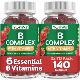 B Complex Gummis mit Vitamin C – Große Verkostung 1 Tag Energie & Nervous System Unterstützung für Erwachsene – Vegan, Kosher, Non-GMO Vitamin B Complex Gummis mit B12, B6, & Folsäure – 70 Count (2 Pack)