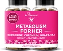 Metabolismus für sie - Appetit & Metabolismus Unterstützung für Frauen - Curb Cravings, Reduce Caloric Intake & Promote Feelings of Fullness - Berberine, Chromium Picolinate & Guarana - 120 Veg Capsules