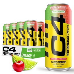 C4 Original Sugar Free Energy Drink 16oz (Pack von 12) | Cherry Limeade | Pre Workout Performance Drink mit Keine künstlichen Farben oder Farbstoffe
