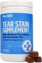 Pet MD Tear Stain Remover für Hunde & Katzen - Antioxidante Augenpflege Supplement mit Lutein, Cranberry, & Omega 3 & 6 - Cat & Dog Tear Stain Remover Chews für White & Light Fur - 60 ct