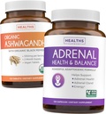 Ashwagandha & Adrenal (2-Monats-Versorgung) Adrenal Balance Pack - Organic Ashwagandha Natural Adrenal & Cortisol Support (120 Caps) & Adrenal System & Cortisol Manager L-Tyrosine Fatigue Support (120 Cap)