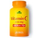 ALFA VITAMINS Vitamin C mit Rose HIPS mit 1000 mg Vitamin C pro Portion - Antioxidant & Immununterstützung + Unterstützt gesunde Haut & Gelenke - Non GMO, Vegan, Glutenfrei, Dairy Free - 100 Tabletten