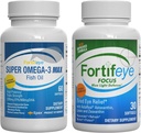 Fortifeye Blue Light and Heart Health Support Bundle | Super Omega-3 Max Fish Oil, 60 Softgels, und Fokus Blue Light Defense, 30 Softgels