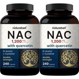 2 Pack NAC Supplement (N-Acetyl Cystein) mit Quercetin, 1.200mg pro Servierung, 480 Kapseln | Double Strength Antioxidant Unterstützung für Immun-, Leber- und Lung-Gesundheit – Non-GMO