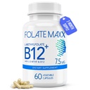 L-Methylfolat + B12 Methylcobalamin Blend 7.5mg - 60 Kapseln - Aktive Folsäure & Methylierte B12-5-MTHF & B12 Ergänzung für Männer & Frauen - Nicht GMO, Glutenfrei, keine Füllstoffe