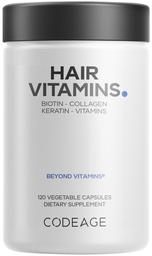 Codeage Haar Vitamine 10000 mcg Biotin, Keratin, Collagen, Vitamin A, B12, C, D3, E, Zink, Kurkuma, Probiotika, Enzyme, Inositol - Haarpflege Unterstützung - Gesunde Haarergänzung Pillen - 120 Kapseln