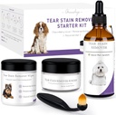 Dog Tear Stain Remover Starter Kit, mit Hexenhazel Extract, entfernen Tear Stains, Discharge & Mucus, beinhaltet Stain Solution, Applicator Wipes, Stain Powder & Brush, Lasts 30-45 Days