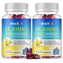 St John's Wort Gummies 600mg, 3 in 1 Bio Kräuterergänzungsmittel für Stress Relief, Nervous System Unterstützung, mit Ashwagandha & Heilige Basilikum Extrakt für Erwachsene & Kinder, Non-GMO, Vegan, 120 ct.