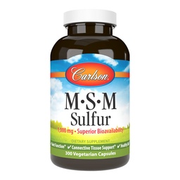 Carlson - M-S-M Sulfur, 1000 mg - Überlegene Bioverfügbarkeit, Gemeinsame Funktion, Connective Tissue Support & Healthy Skin, 300 vegetarische Kapseln