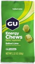 GU Energy Chews, Salted Lime Energy Gummis mit Elektrolyten, Vegan, Gluten-Free, Kosher, Koffeinfrei, und Dairy-Free On-The-Go Energy for Any Workout, 12 Taschen (24 Portionen insgesamt)