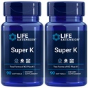 Life Extension Super K, Vitamin K1, Vitamin K2 mk-7, Vitamin K2 mk-4, Vitamin C, Bone/Heart/arterielle Gesundheit, 3-Monats-Versorgung, Glutenfrei, 1 Täglich, Non-GMO, 90 Softgel (Pack von 2)