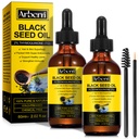 2 Pack Olio di semi di nero stampato a freddo organico,100% puro & naturale liquido nero Seed olio stampato a freddo bottiglia di vetro 60ML per le cure della pelle, nutrienti e idrati capelli