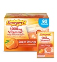 Emergen-C 1000mg Vitamin C Pulver für tägliche Immununterstützung Koffeinfreie Vitamin C Ergänzungen mit Zink und Mangan, B Vitamine und Elektrolyte, Super Orange Flavor - 90 Count/3 Month Versorgung