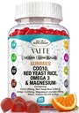 CoQ10 200mg Gummi mit roten Hefe Reis & Magnesium Glycinat – Omega-3, Zink und Vitamin K2+D3 für Gesamtgesundheit – Ergänzungen für Erwachsene – 60 Kaugummis