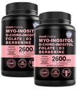 14-in-1 Inositol Supplément et soutien hormonal pour les femmes - 40:1 Myo-inositol et D-Chiro Inositol Capsules de soutien ovariennes pour l'équilibre hormonal avec folate, vitamine D et B12 (120 nombre) (paquet de 2)