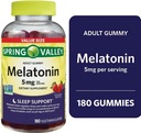 Soring Valley Melatonin Gummi, Non GMO, Erdbeeren Geschmack, 5 mg, 180 Count