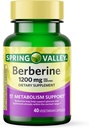 Spring Valley Berberine Nahrungsergänzung - Stoffwechselunterstützung - 1200mg Kapseln, 40ct