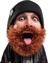 Cuscinetto testa Bushy Biker Beard Beanie - Divertente cappello a maglia e falso Beard Costume nero