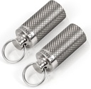Titan wasserdichte Schlüsselanhänger Pillenhalter Container,Portable Mini Größe Pillenkasten für Outdoor-Reise Camping (2 Pack)