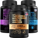 MEDCHOICE Turmeric & Ginger (120ct), Sleep Melatonin (90ct) und Nootropic Brain (60ct) Supplement Bundle - Wellness Trio für Gehirn, Schlaf und Immununterstützung - Vegan, Non-GMO, Gluten-frei