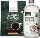 Natural Force Organic Dark Roast Clean Coffee + Organic MCT Oil Bundle – 100% reine Kokosnuss MCT & Mold & Mycotoxin Free Coffee – Non-GMO, Keto, Paleo und Vegan - 12 Oz und 32 Oz