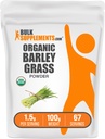 BulkSupplements.com Polvere di erba di orzo organico - polvere di superfood verde, supplemento di erbe - Vegan-Friendly, 1,5g per porzione, 100g (3,5 oz) (pacchetto di 1)
