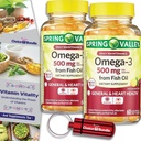 Wählen Sie Bundle Spring Valley Fish Oil Omega 3 Fatty Acid Supplement Zitronen Softgels 500 mg 60 Ct 2 pk (120 Gesamt) + Vitamin Guide und Pille Container (4 Artikel)!