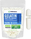 XPRS Nutra Größe 3 Leere Kapseln - 100 Count Leere Gelatine Kapseln - Pillen DIY Kapsel Füllung - Pure Bovine Pille Gel Caps Fillable Do-It-Yourself Vitamine und Ergänzungen (Weiß)