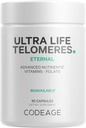 Codeage Ultra Life Telomeres Supplement - 5 MTHF Folate Vitamin B9, Vitamin B12 Methylcobalamin, Vitamin D3, L-Theanin, Ashwagandha - 3-Monat-Versorgung - DNA, Methylierungszyklus - Non-GMO - 90 Kapseln