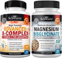 Vitamin B Komplex mit Vitamin C (4 Monate Versorgung) Plus Hohe Absorption Magnesium Bisglycinat Kapseln (4 Monate Versorgung)