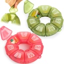 Runde Wöchentliche Pille Organizer, TPU Belagisiert, Reise-Pille Container 7 Tag, mit 7 großen Bestandteilen, Groß für tägliche Vitamine & Ergänzungen, niedliche Pille Fall mit großen Buchstaben und Braille (2 St.)
