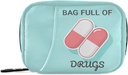 Naanle medizinische Pillen Pille Box 7 Tage Case Tasche Reise Organizer mit Reißverschluss Tragbare wöchentliche Kompakte Größe für Vitamin-Ergänzung Halter Ein Cartoon Blau Weiß 4.6 x 3.14 x 1.88 Zoll, 1,0 Zähler