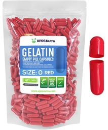 XPRS Nutra Size 0 Empty Capsules - 500 Count Empty Gelatin Capsules - Pills DIY Capsule Filling - Pure Bovine Fillable Pill Gel Caps for Do-It-Yourself Supplements (Red)